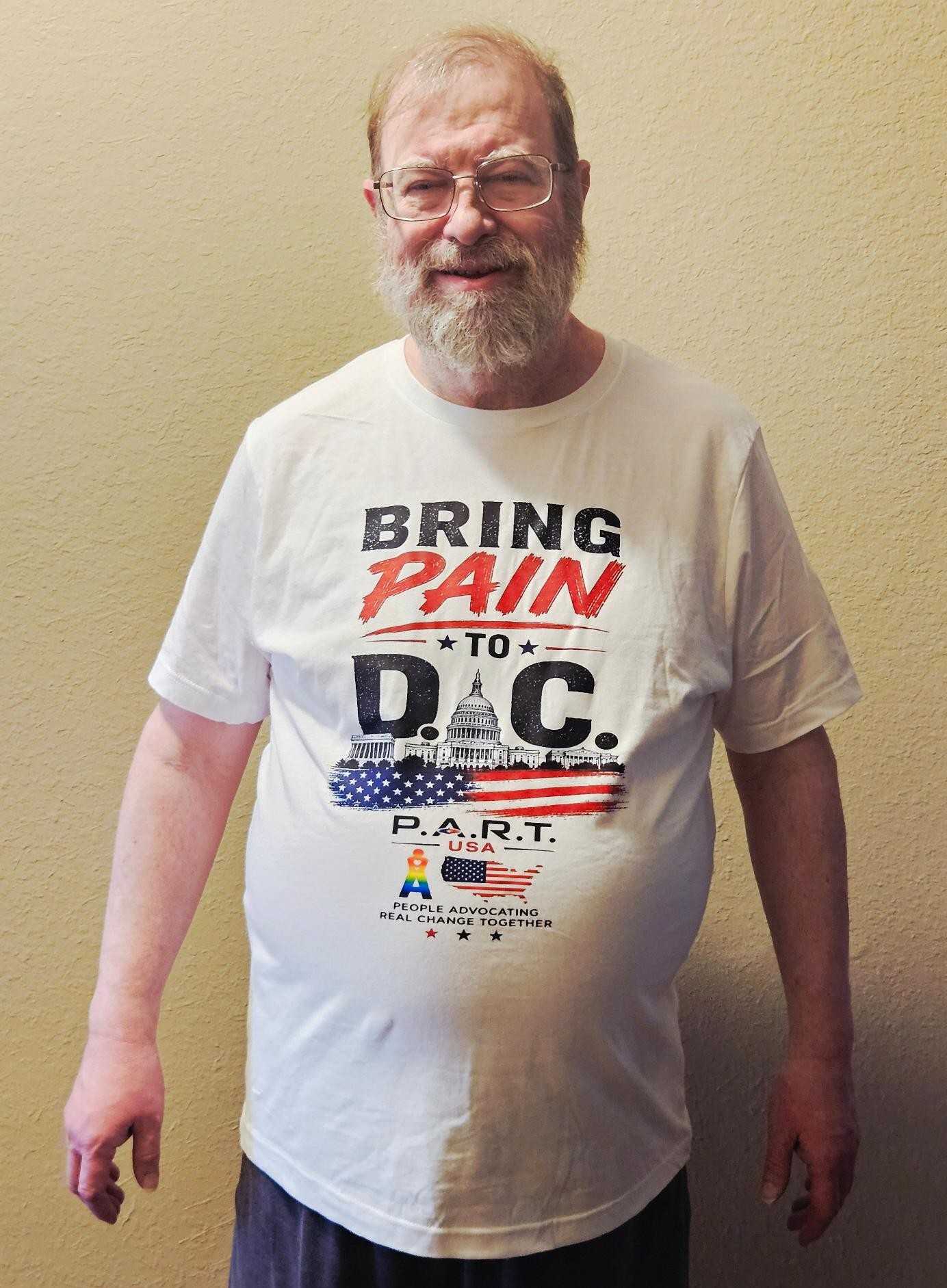 Front of Bring Pain to D.C. advocacy shirt