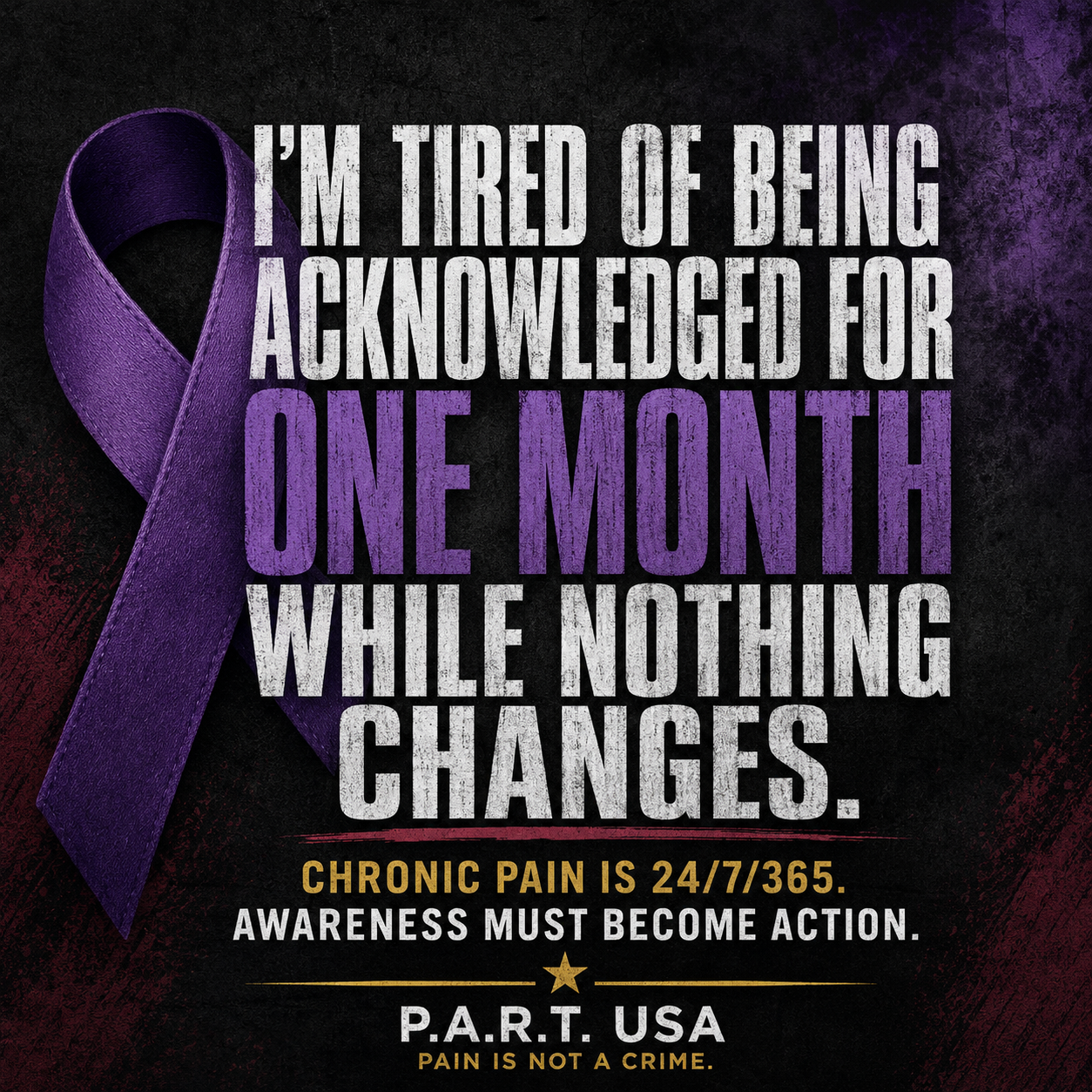 Chronic Pain Is 24/7/365 - Awareness Must Become Action